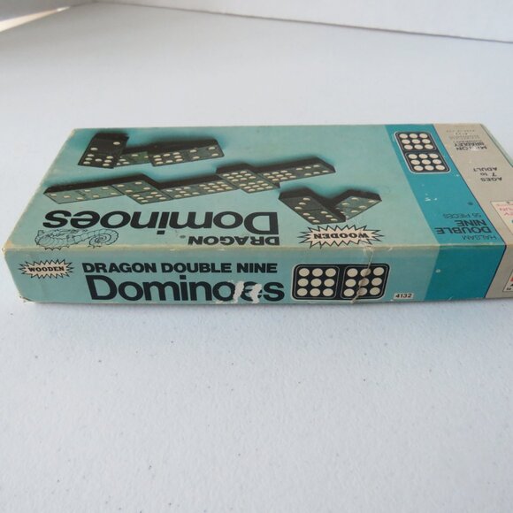 Milton Bradley Vintage Wooden Dominoes 1970 Complete Set 55 Pieces Halsam Dragon - Picture 11 of 11